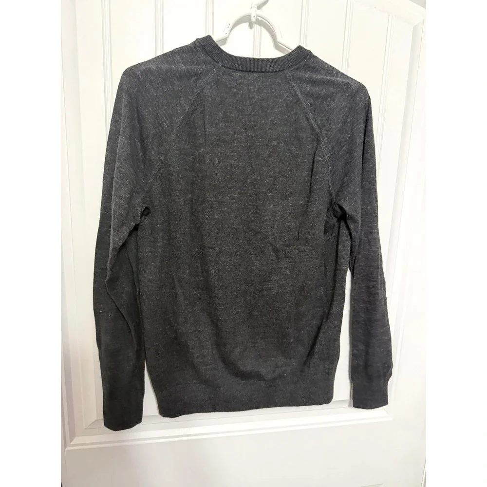 Banana Republic Sweater Mens Small Gray Organic Cotton Raglan Crewneck Pullover